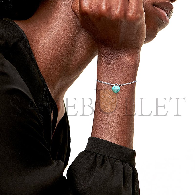TIFFANY FULL HEART BRACELET PURE SILVER WITH TIFFANY BLUE ACCENTS 74956793